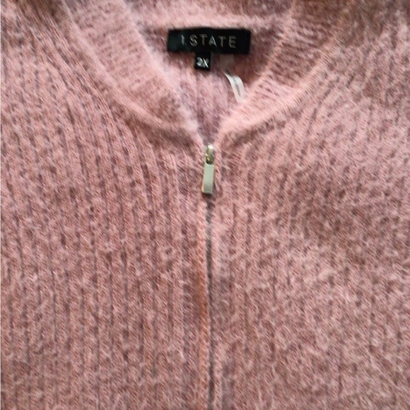 NWT 1.State  pink long sleeve front pockets full zipper cardigan sweater 2x - Picture 2 of 6